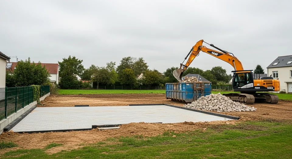 Démolition d'un garage annexe et remise à plat du terrain à Caen
